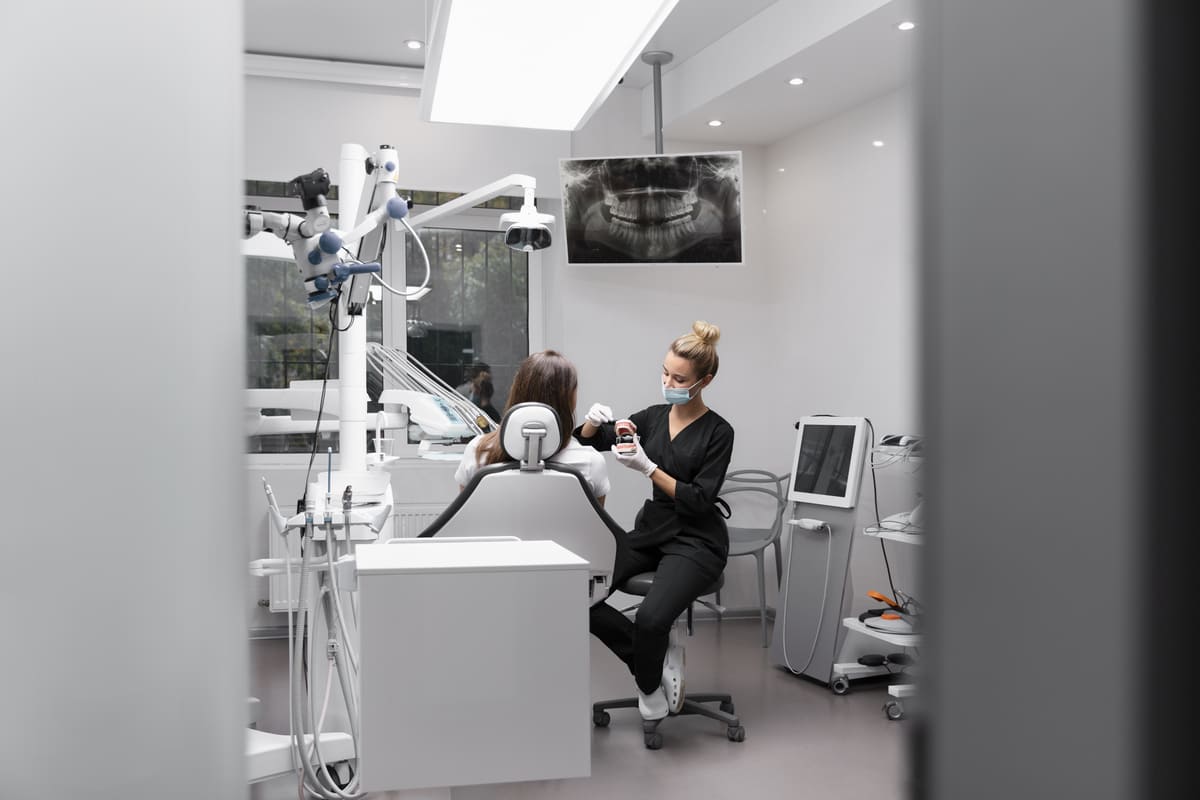full shot dentist with patient 1 1